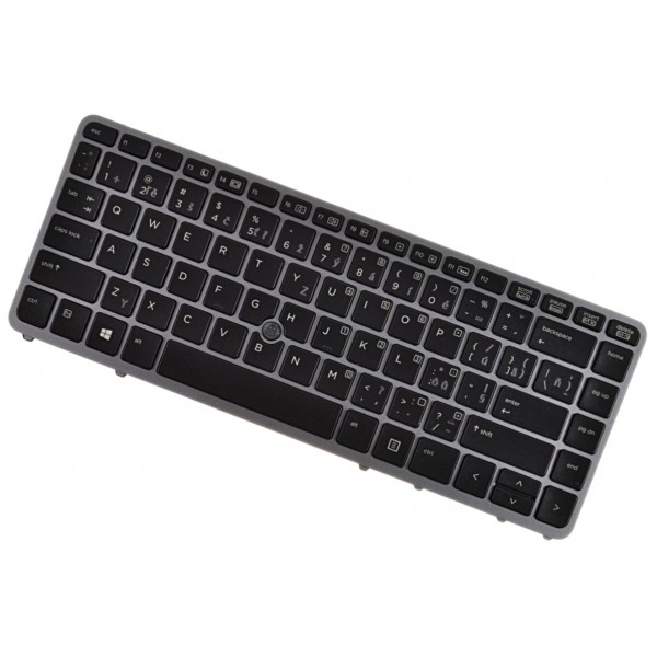 Klawiatura do laptopa HP EliteBook 745 G2 CZ / SK Srebrna ramka, podświetlana, Trackpoint
