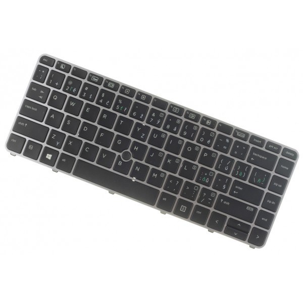 Klawiatura do laptopa HP EliteBook 840 G4 CZ / SK Srebrna ramka, podświetlana, Trackpoint