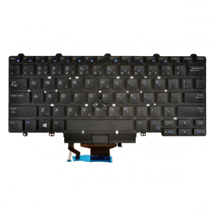 Klawiatura do laptopa Dell Latitude E5450 czeska czarna bez ramki, Trackpoint, podświetlana CZ/SK
